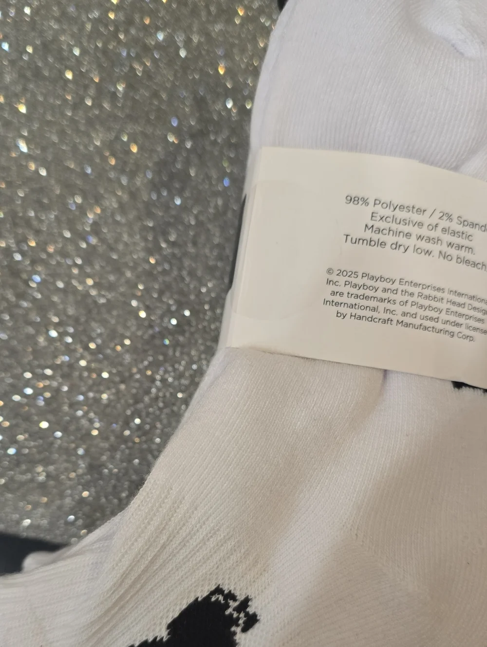 Playboy Bunny Rhinestone Logo Cushioned Ruffled Quarter Socks - 5-Pack
